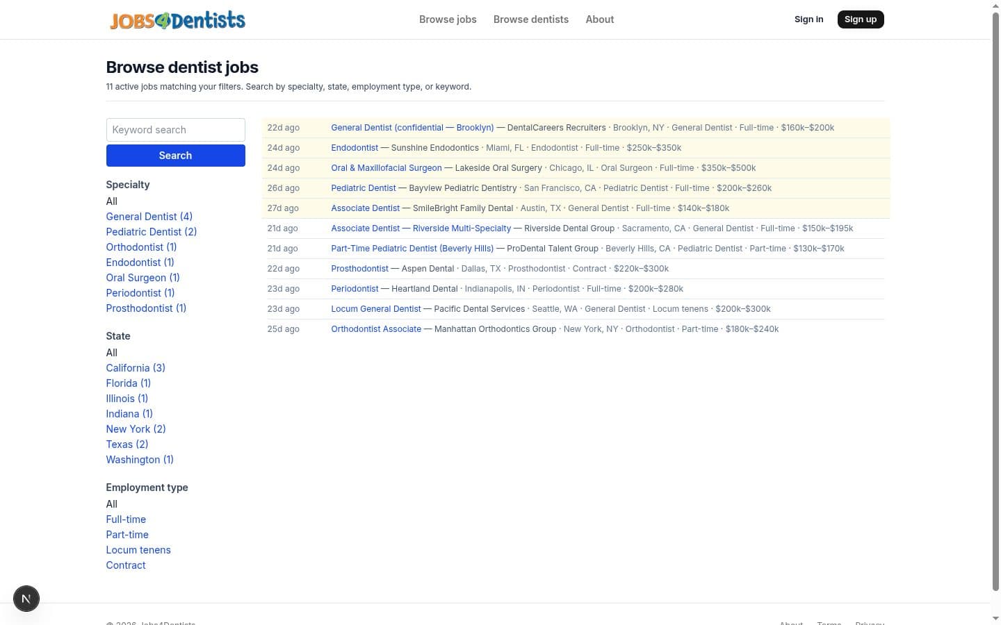 A national job board for dentists · Jobs4Dentists (1)