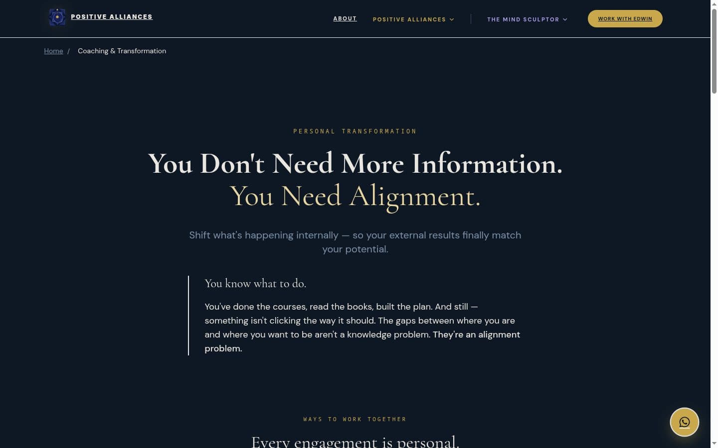 A website that evolves with the business · Positive Alliances (1)