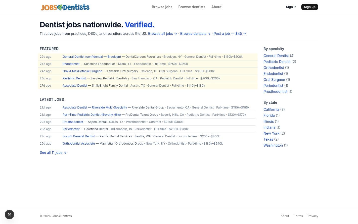 A national job board for dentists · Jobs4Dentists